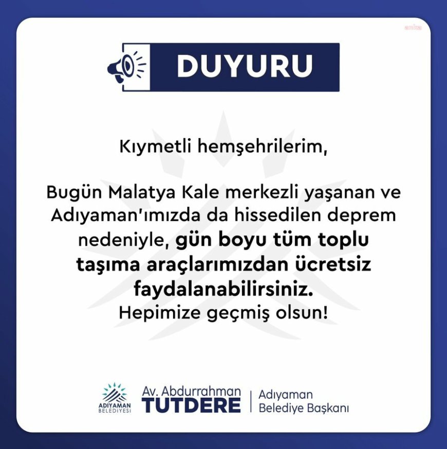 Adıyaman Belediye Başkanı Tutdere’den AFAD’a tepki: “6 Şubat’ta Adıyaman'ı geç listeye alan AFAD, bugün Malatya'daki depremde de aynı tavrı sergiliyor"