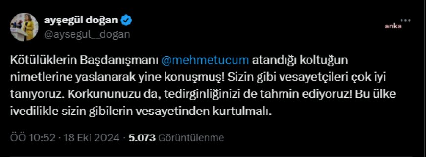 DEM Partili Ayşegül Doğan'dan Mehmet Uçum'a “Bu ülke sizin gibilerin vesayetinden kurtulmalı”