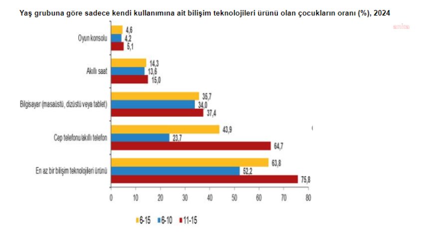 TÜİK: Çocukların internet kullanım oranı yüzde 91,3 oldu