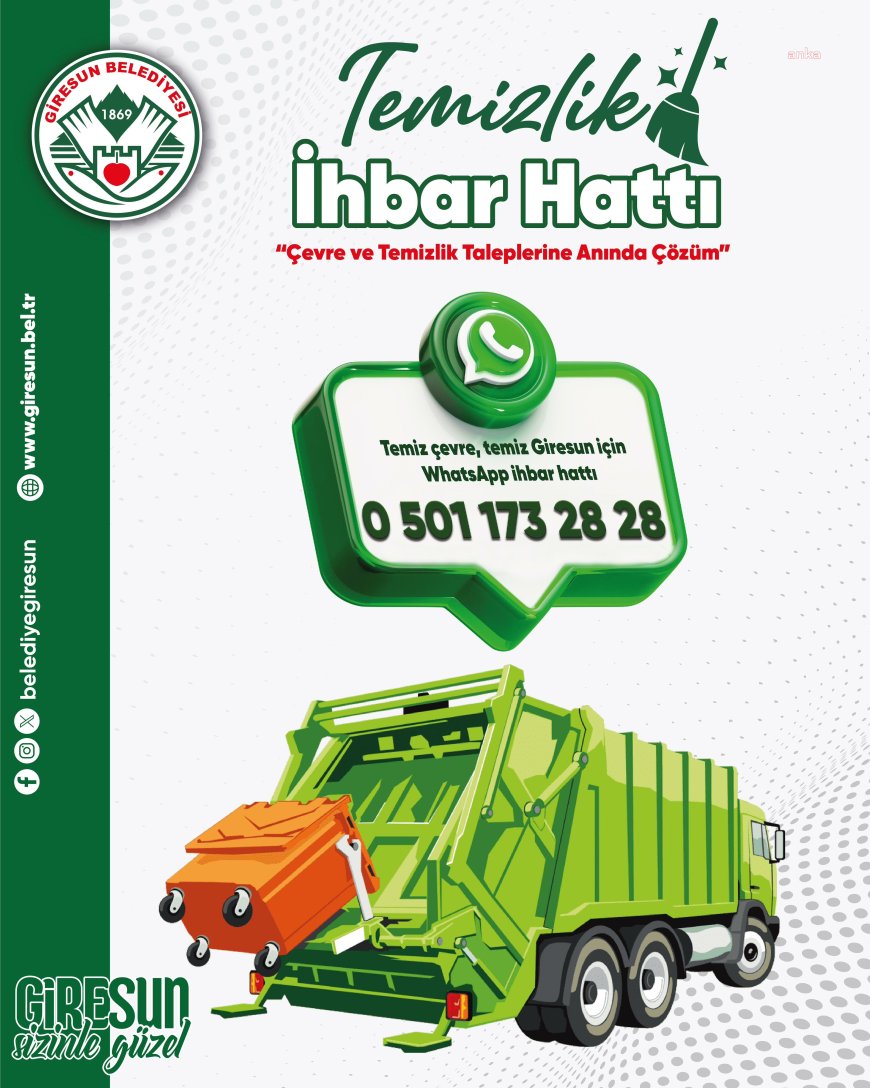 Giresun Belediyesi, temizlik ihbar hattı kurdu