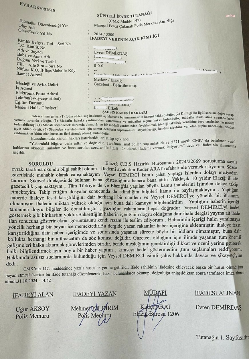 Gazeteci Evren Demirdaş'a soruşturma