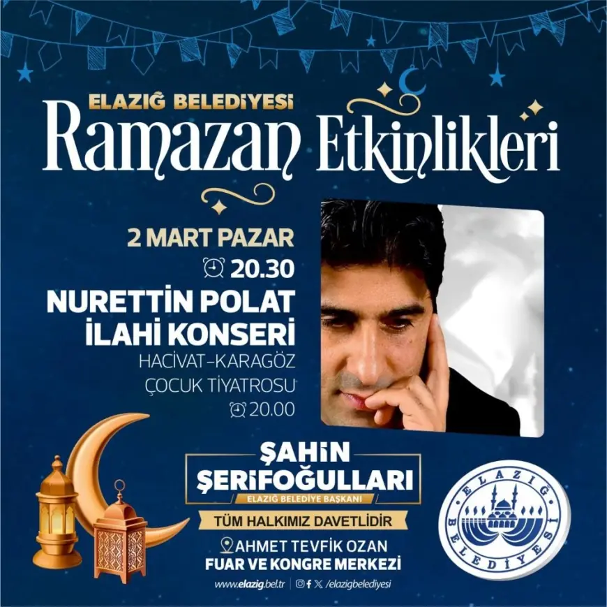 Elazığ Belediyesi Ramazan etkinlikleri Nurettin Polat konseri ile sürecek