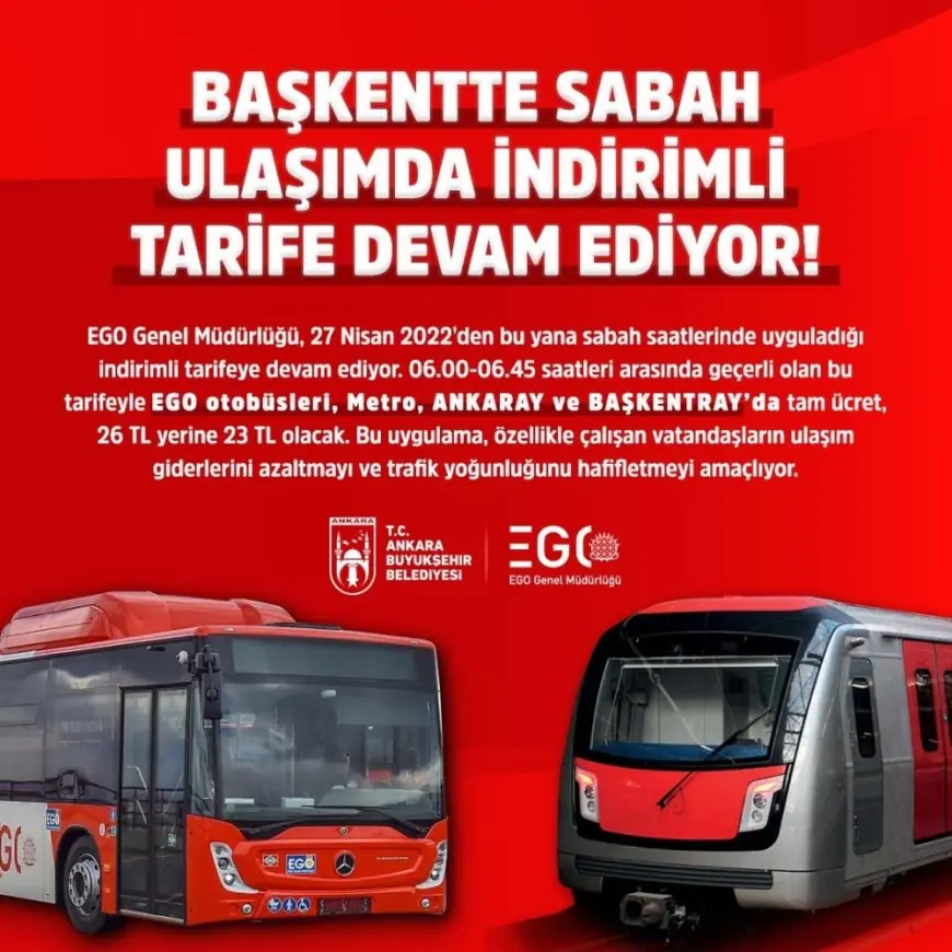 Başkent'te sabah ulaşımında indirimli tarife devam ediyor