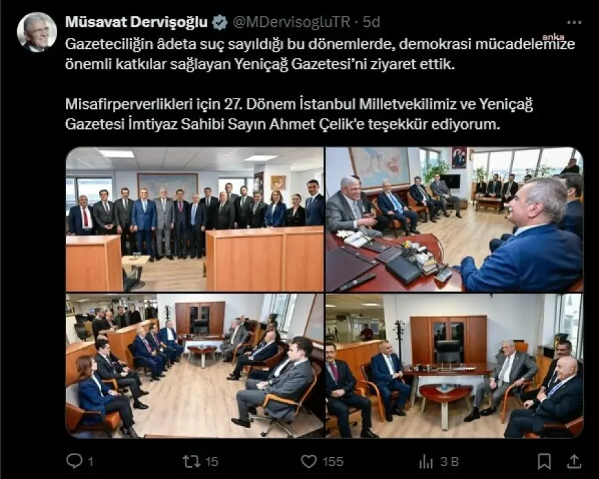 Dervişoğlu'ndan Yeniçağ gazetesine ziyaret