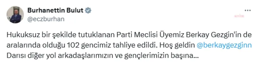 102 genç hakkında tahliye kararı... Burhanettin Bulut: "Darısı diğer yol arkadaşlarımızın ve gençlerimizin başına"