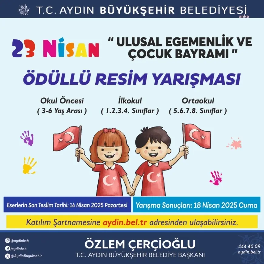 Aydın Büyükşehir Belediyesi'nden 23 Nisan temalı ödüllü resim yarışması