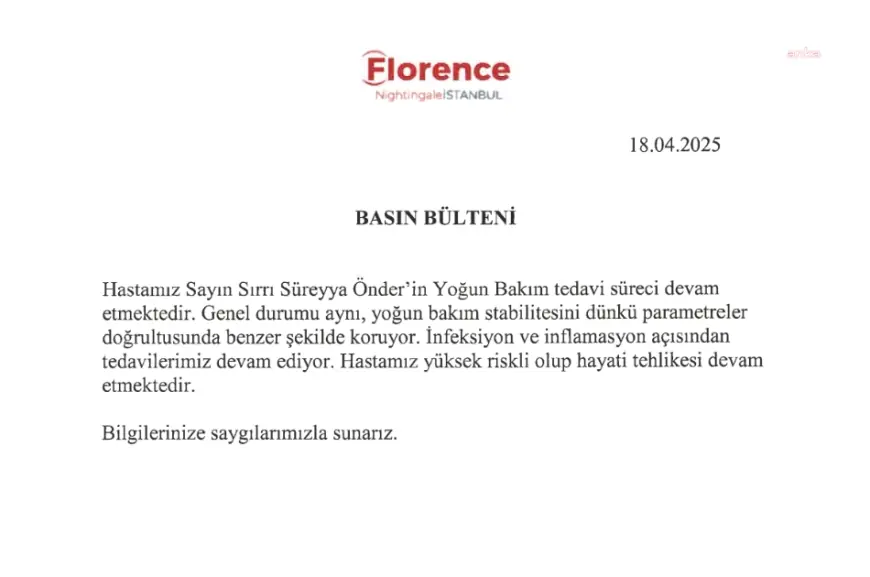 Sırrı Süreyya Önder'in sağlık durumu... Florence Nightingale İstanbul Hastanesi: "Önder'in Yoğun Bakım tedavi süreci devam etmektedir, hayati tehlikesini koruyor"