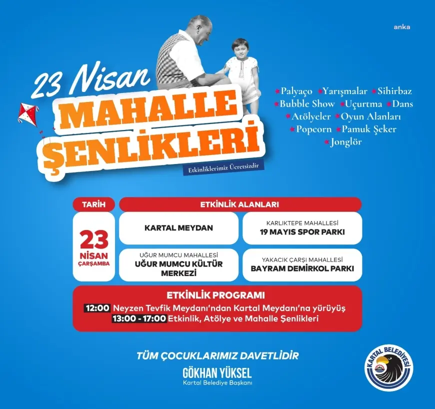 Kartal Belediyesi, 23 Nisan dolayısıyla etkinlik programı hazırladı