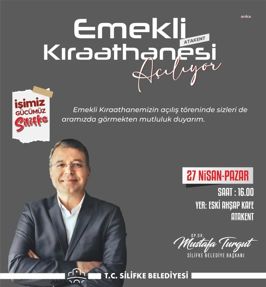 Silifke Belediyesi, Emekliler Kıraathanesi'nin açılışını yapacak