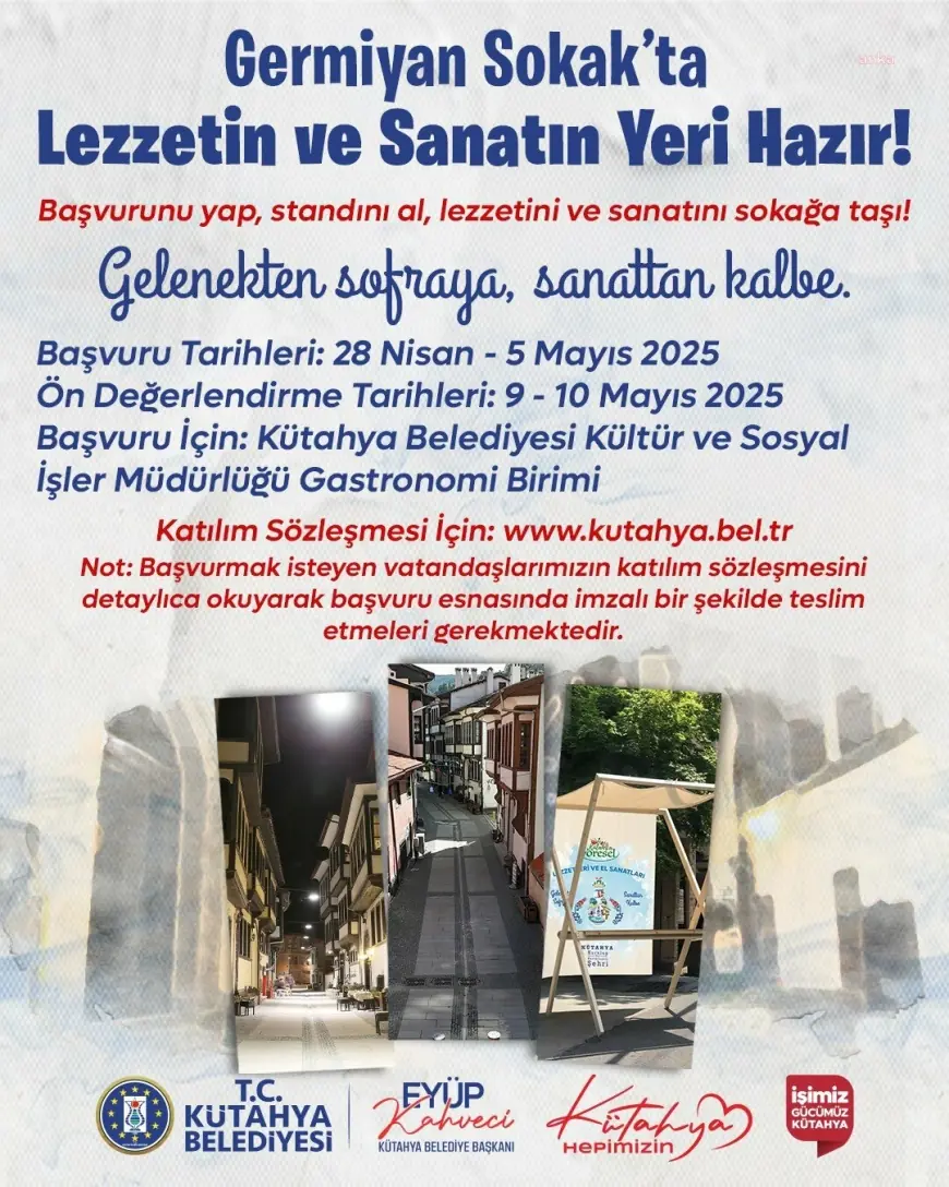 Kütahya Belediyesi, "Kütahya Yöresel Lezzetleri ve El Sanatları” organizasyonuna ev sahipliği yapacak