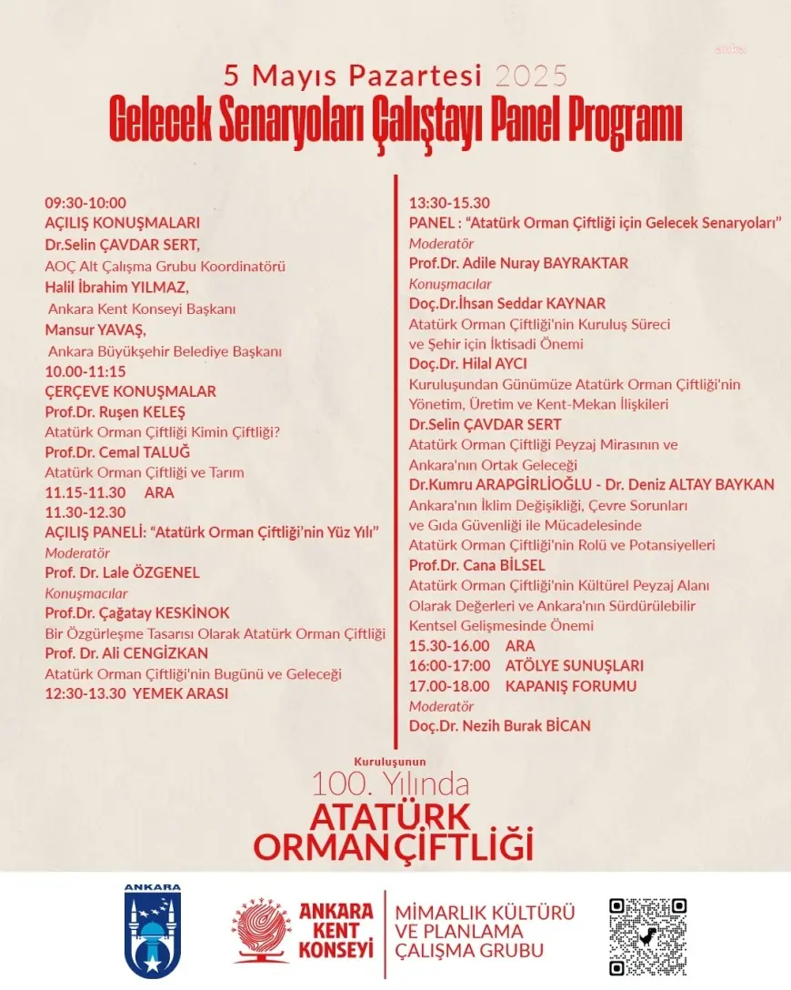 Ankara Kent Konseyi, “Kuruluşunun 100. Yılında Atatürk Orman Çiftliği için Gelecek Senaryoları Çalıştayı” düzenliyor