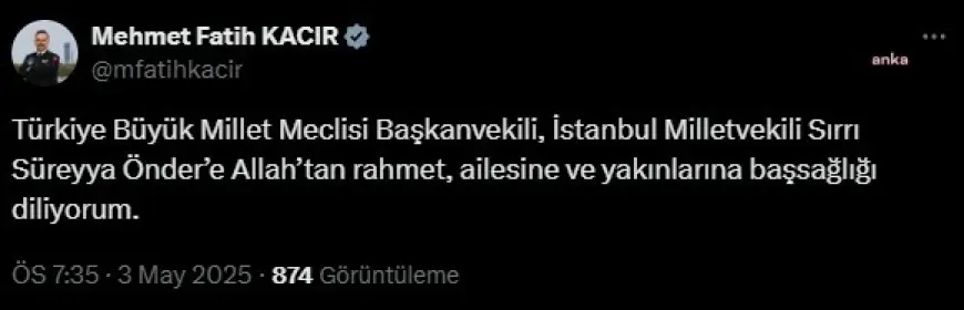 Sırrı Süreyya Önder hayatını kaybetti... Bakan Kacır: "Sırrı Süreyya Önder’e Allah’tan rahmet, ailesine ve yakınlarına başsağlığı diliyorum"