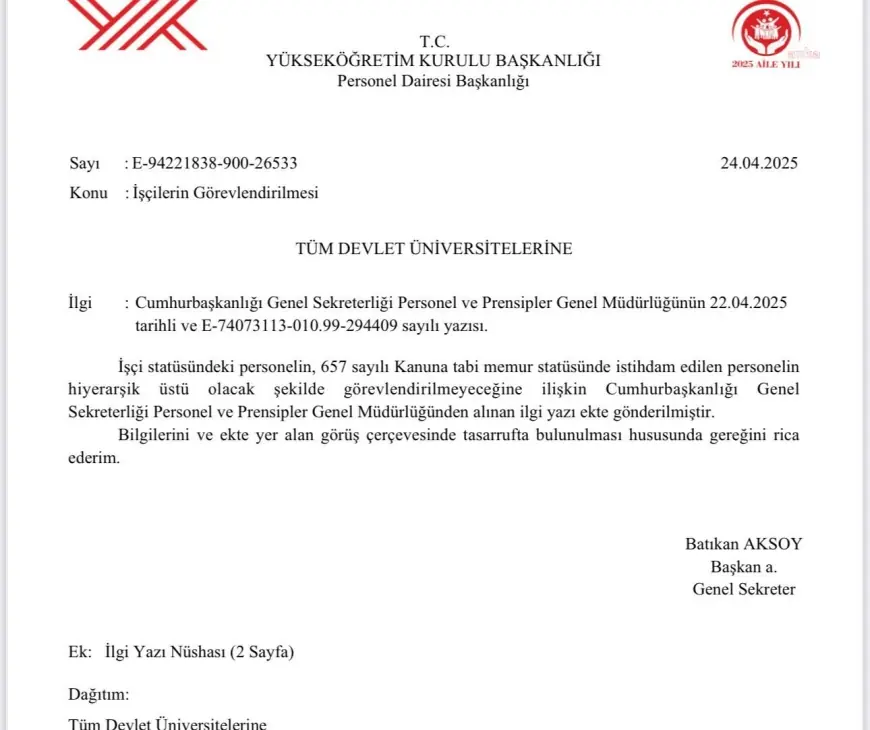 TÜRK-İŞ Genel Başkan Yardımcısı Alemdar’dan "işçi memurun amiri olamaz" görüşü bildiren YÖK’e tepki: “Emeğe ve alın terine yönelik bu küçümseyici anlayışın hukuki geçerliliği yoktur”