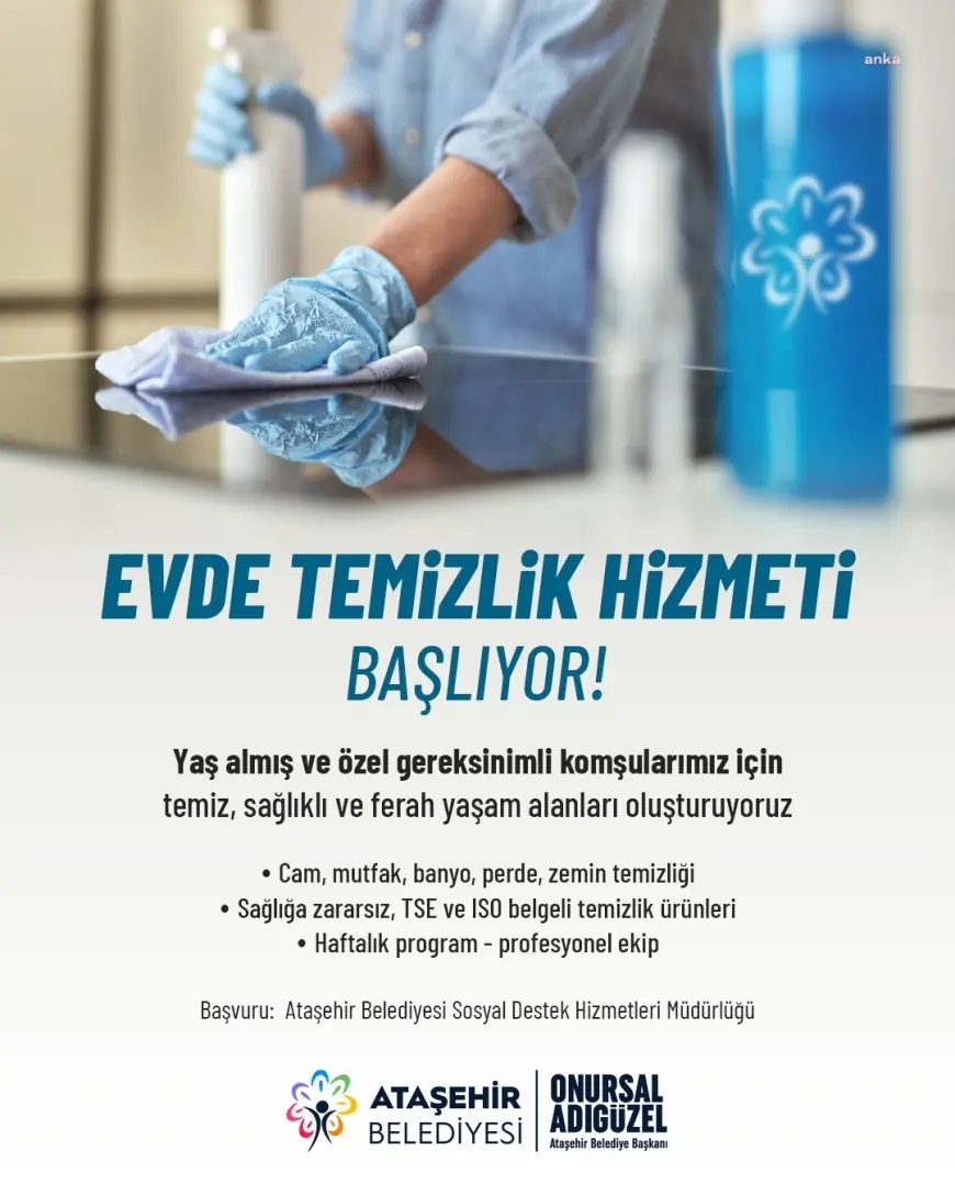 Ataşehir Belediyesi, desteğe ihtiyaç duyan vatandaşlar için “evde temizlik” hizmetini başlatıyor