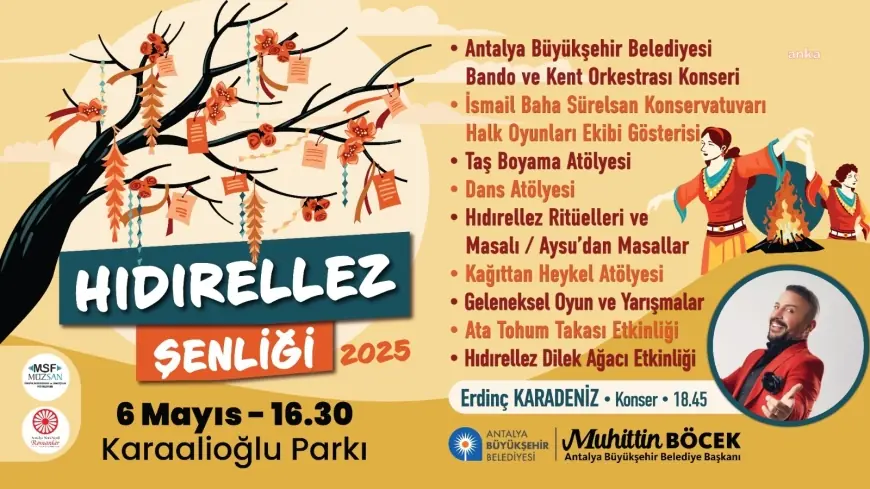 Antalya Büyükşehir Belediyesi, baharın gelişini "Hıdırıllez Şenliği" ile kutlayacak