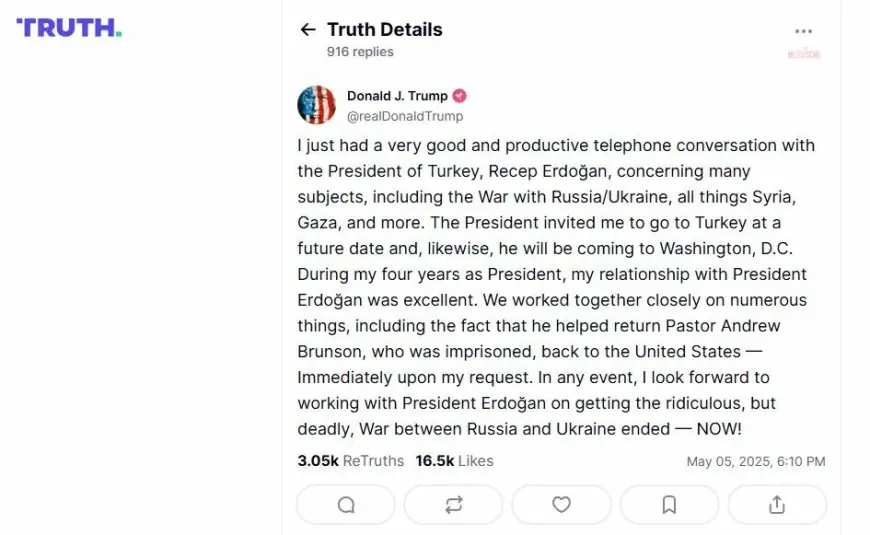 Trump, Cumhurbaşkanı Erdoğan ile telefon görüşmesini değerlendirdi, yine Rahip Brunson'ı hatırlattı